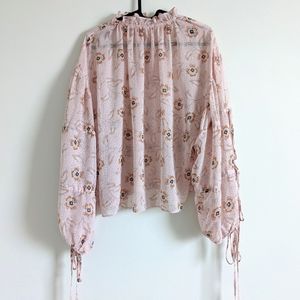 Sheer Floral Print Blouse